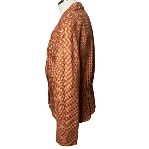 VTG Ellen Tracy Blazer 8 Houndstooth Wool Cashmere Strong Shoulder Peplum - Picture 2 of 6